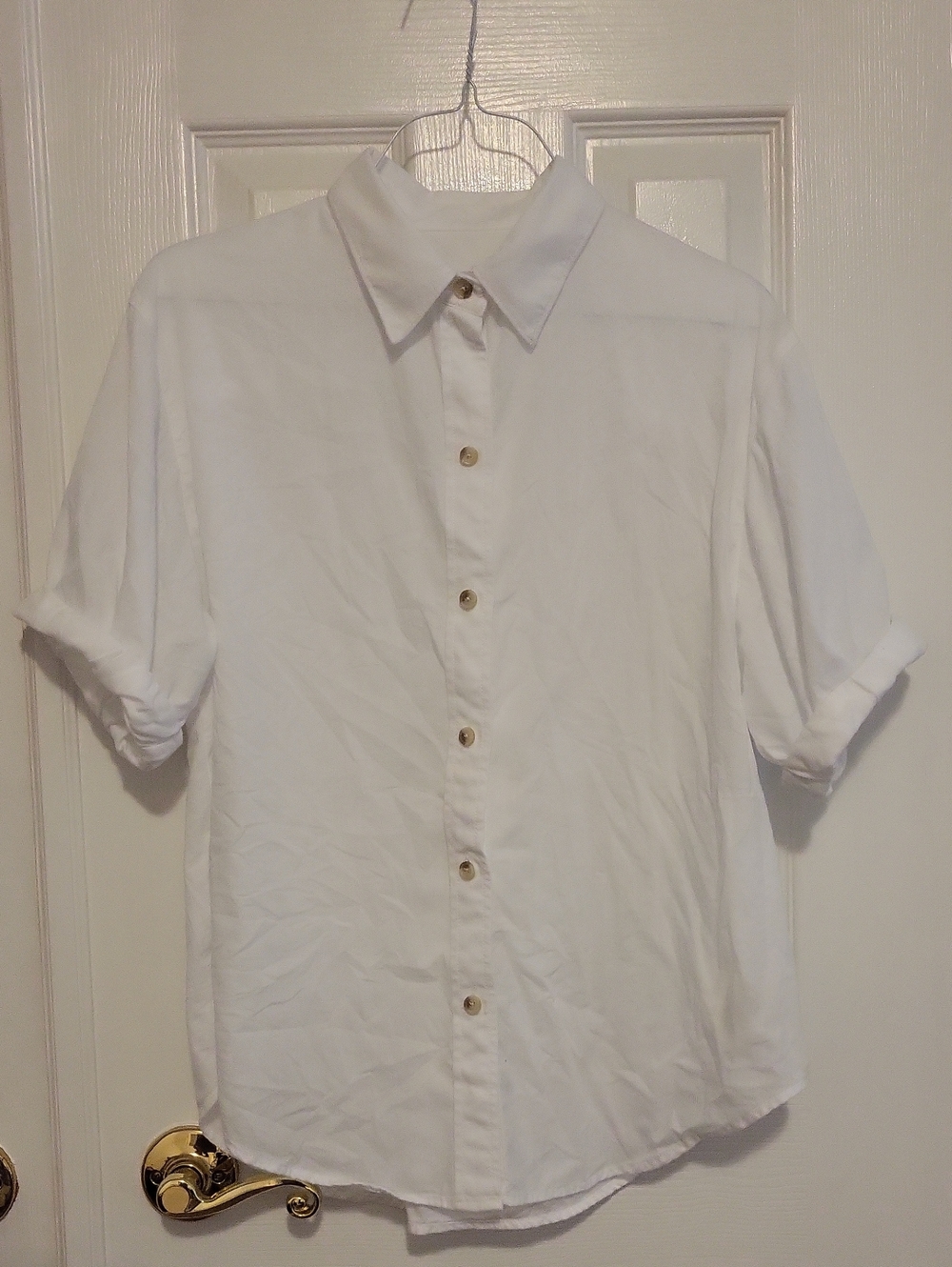 Denim Forum "Jane" Aritzia White Rolled-Sleeve Button-Down Shirt